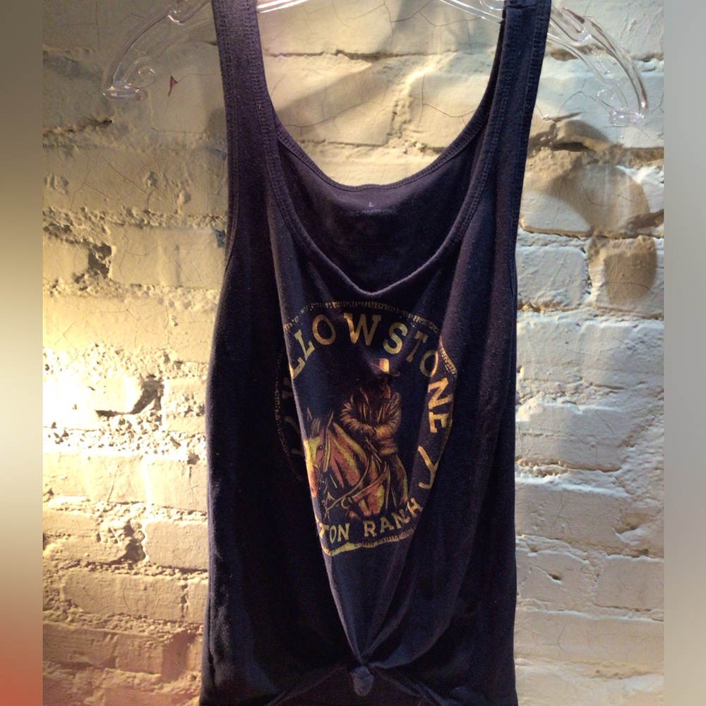 Boho western Yellostone Black Graphic Tank Top